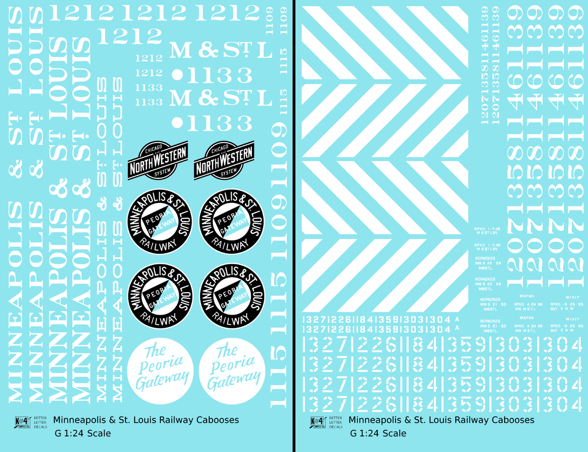 Minneapolis and St Louis Caboose   - Decal - Choose Scale