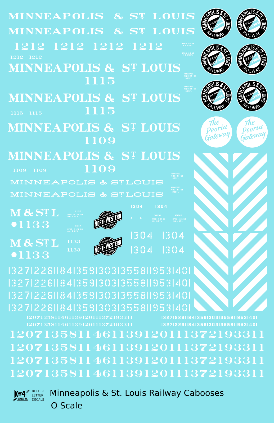 Minneapolis and St Louis Caboose   - Decal Sheet