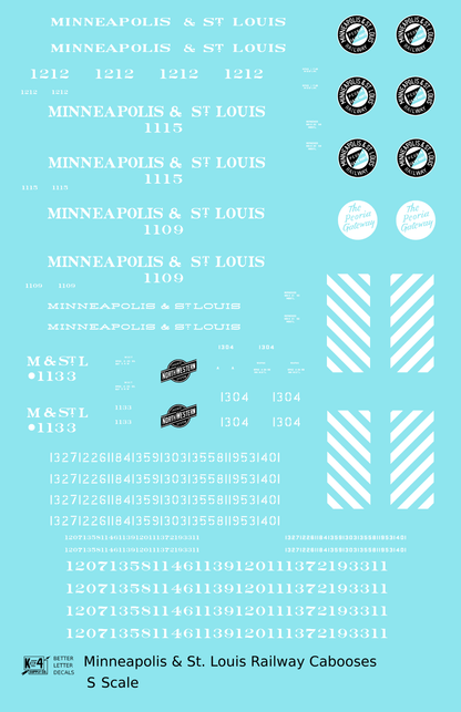 Minneapolis and St Louis Caboose   - Decal - Choose Scale