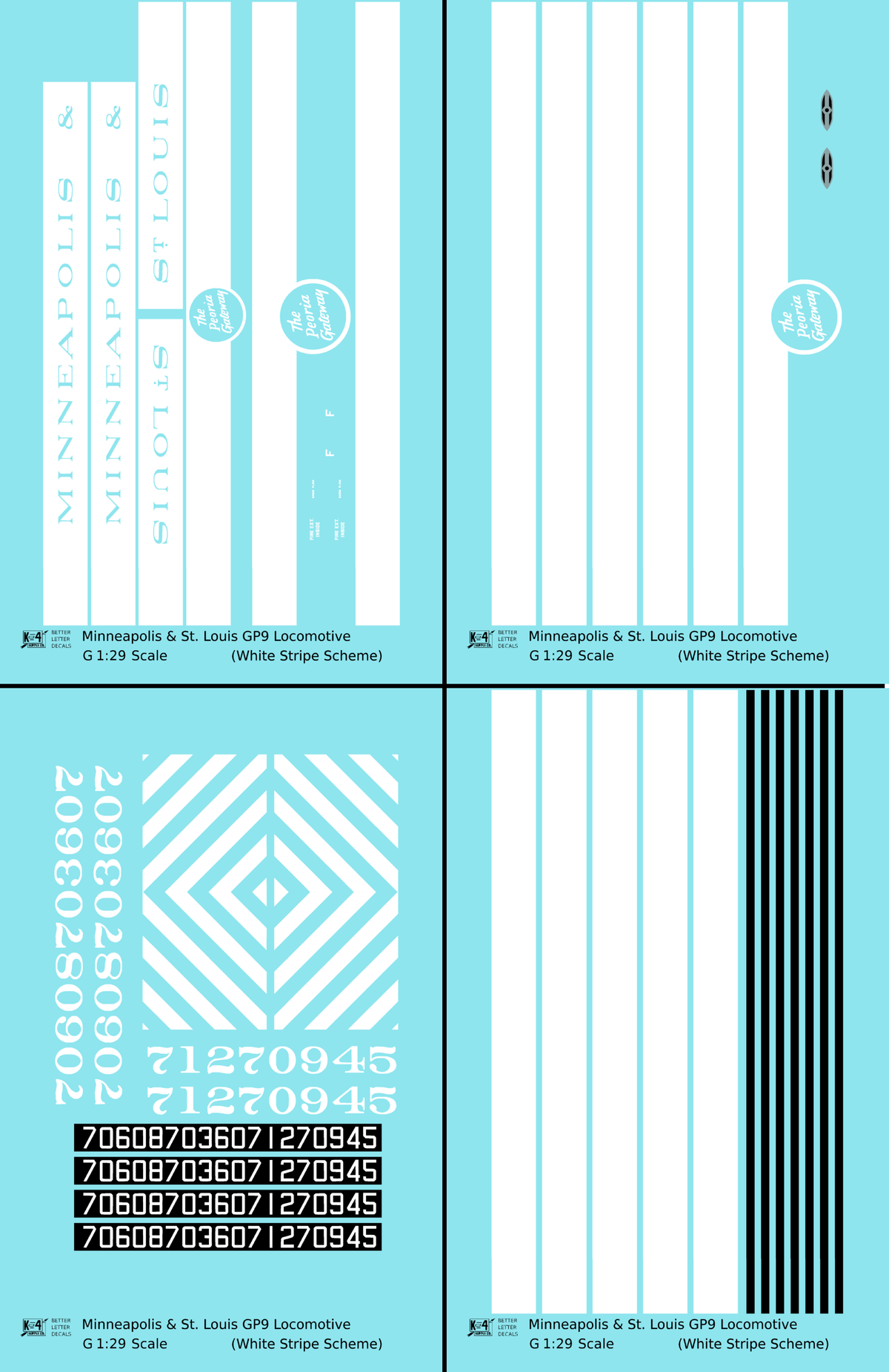 Minneapolis and St Louis EMD GP9 Diesel White Late Scheme - Decal - Choose Scale