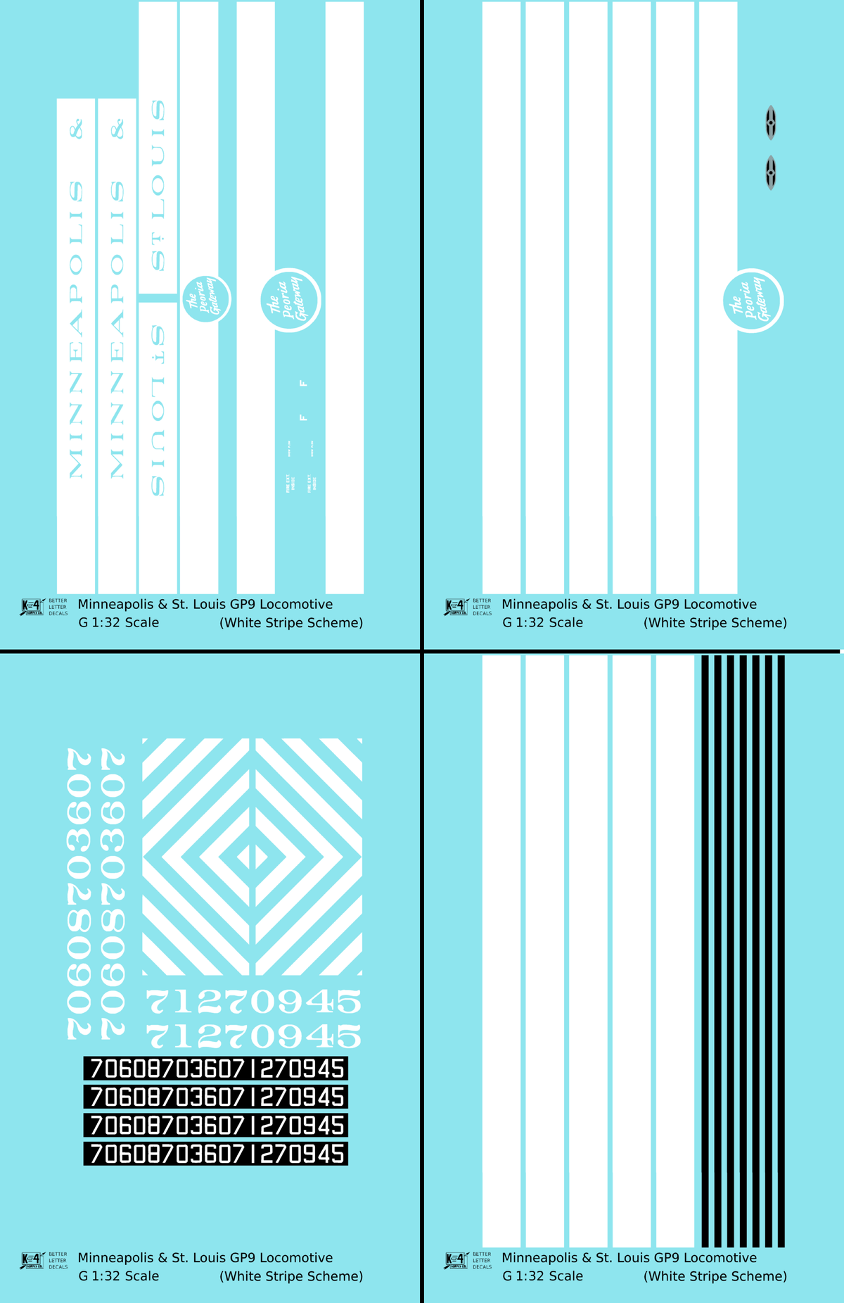Minneapolis and St Louis EMD GP9 Diesel White Late Scheme - Decal - Choose Scale