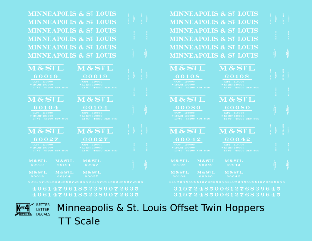 Minneapolis and St Louis Offset Twin Hopper White MSTL