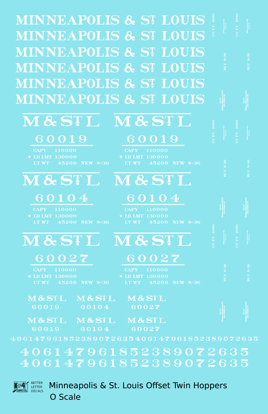 Minneapolis and St Louis Offset Twin Hopper White MSTL