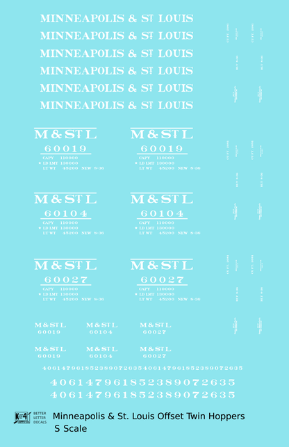 Minneapolis and St Louis Offset Twin Hopper White MSTL
