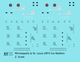 Minneapolis and St Louis Wood Ice Reefer Black White and Red Peoria Gateway - Decal - Choose Scale