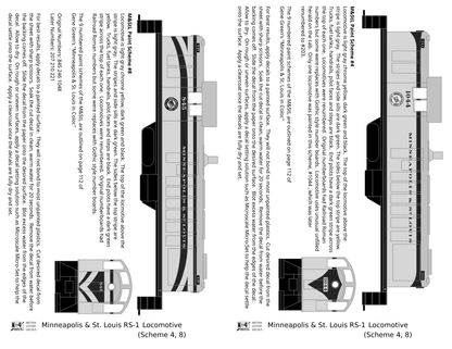 Minneapolis and St Louis ALCO RS1 Diesel Locomotive Green Schemes 4 and 8, Yellow Locos - Decal