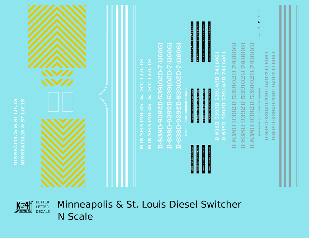 Minneapolis and St Louis End Cab Diesel Switcher Locomotive Yellow White and Aluminum