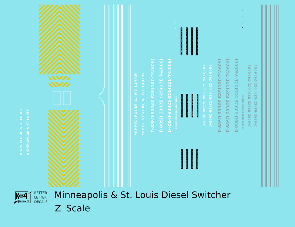Minneapolis and St Louis End Cab Diesel Switcher Locomotive Yellow White and Aluminum
