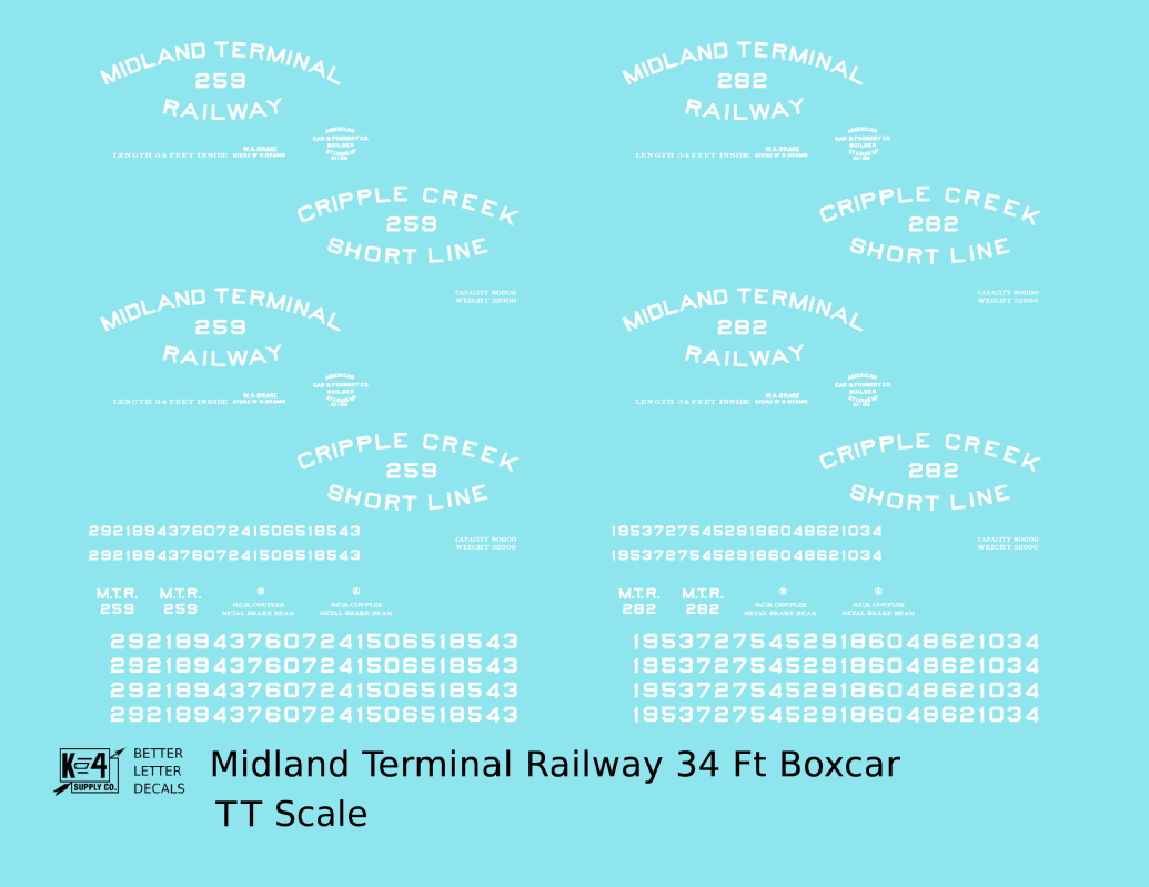 Midland Terminal Railway 34 Ft Boxcar White Colorado