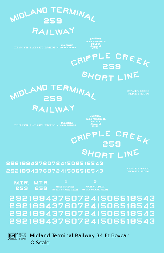 Midland Terminal Railway 34 Ft Boxcar White Colorado