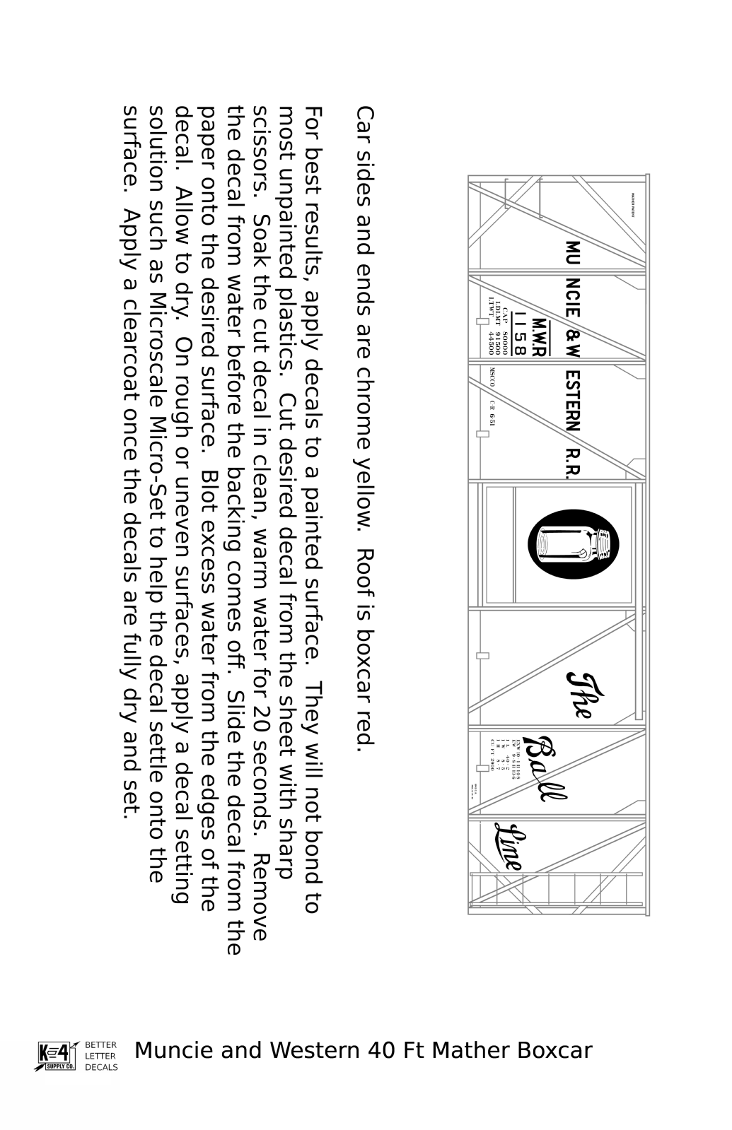 Muncie and Western Mather Patent Boxcar Black and White