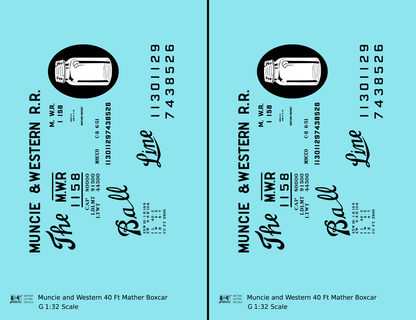 Muncie and Western Mather Patent Boxcar Black and White