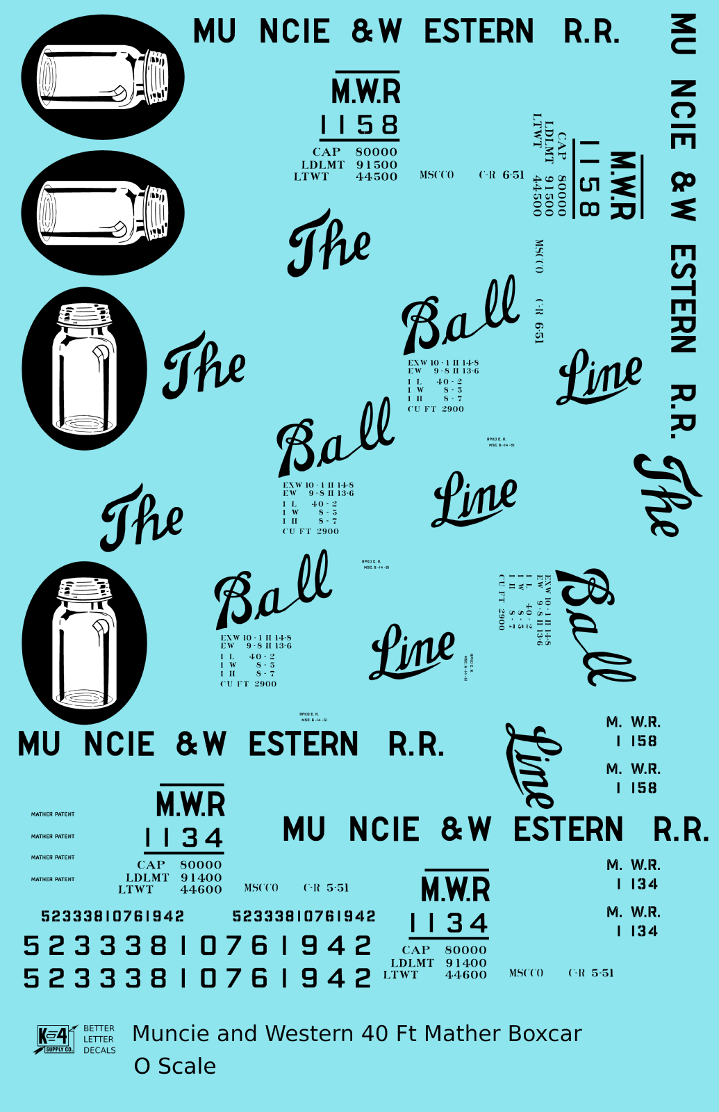 Muncie and Western Mather Patent Boxcar Black and White