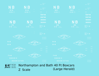 Northampton and Bath 40 Ft Steel Boxcar White Big Herald - Decal - Choose Scale