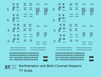 Northampton and Bath Covered Hopper Black  - Decal - Choose Scale