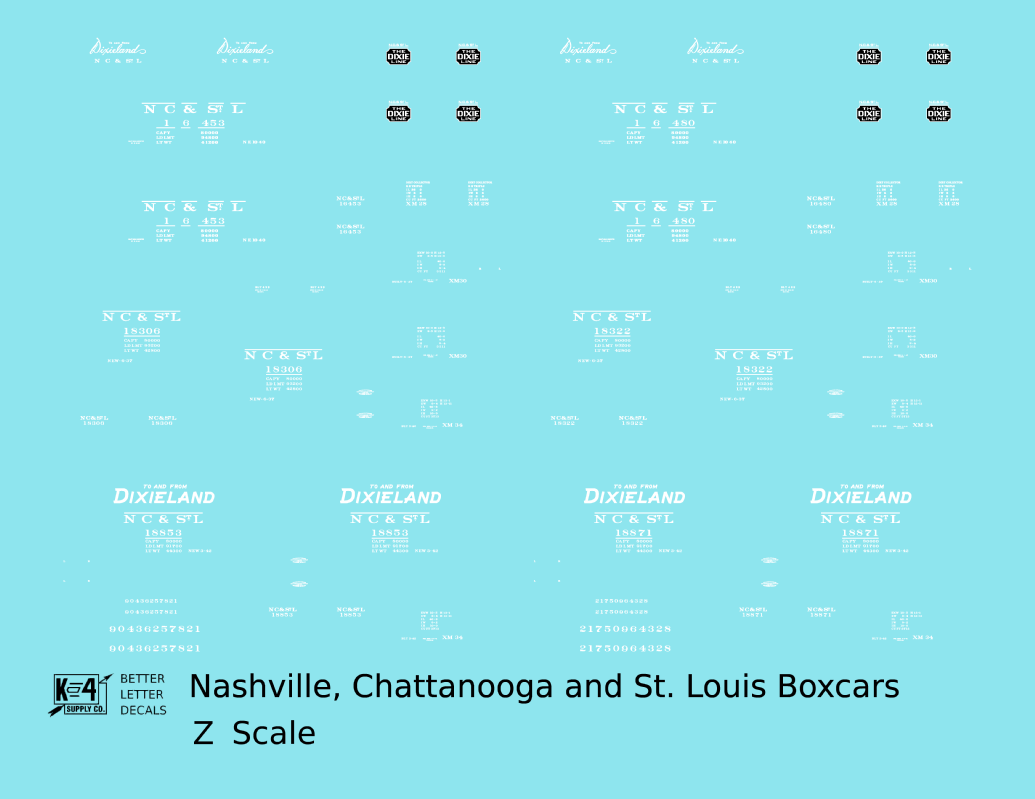 NC&StL 36 Ft, 40 Ft Boxcar White
