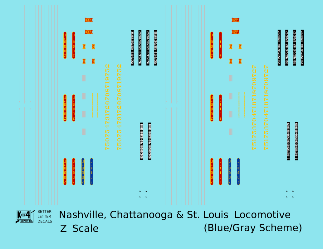 Ncstl Diesel Locomotive Red, Yellow, Blue For Blue/Gray Locomotives