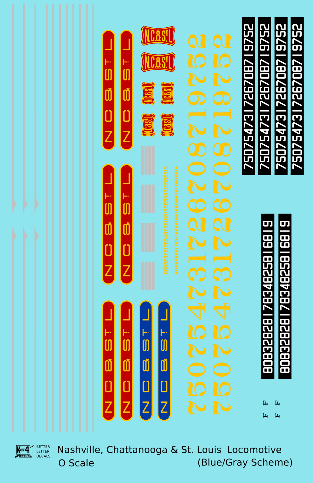 Ncstl Diesel Locomotive Red, Yellow, Blue For Blue/Gray Locomotives