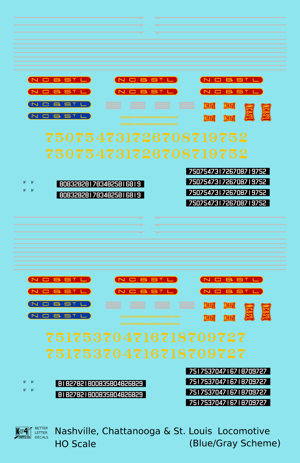 Ncstl Diesel Locomotive Red, Yellow, Blue For Blue/Gray Locomotives