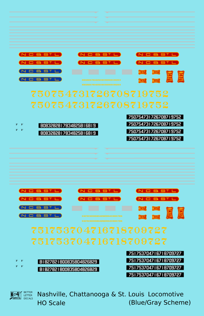 Ncstl Diesel Locomotive Red, Yellow, Blue For Blue/Gray Locomotives