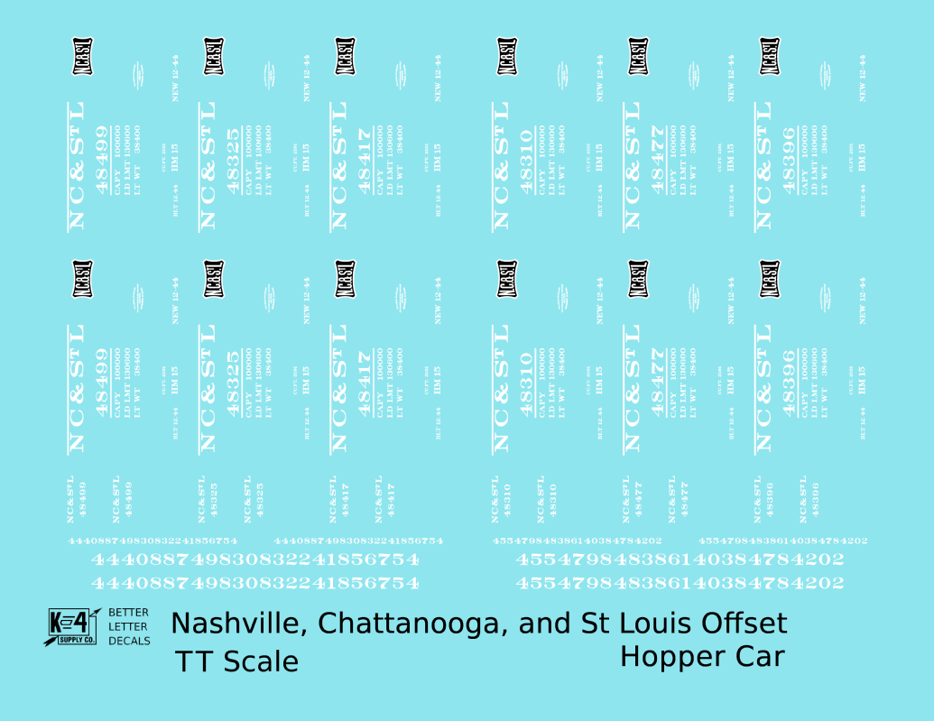 Nashville Chattanooga & St Louis Offset Hopper Car White NC&StL
