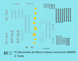 N De M Mexico Diesel Locomotive Silver  - Decal - Choose Scale