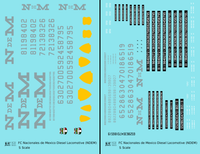 N De M Mexico Diesel Locomotive Silver  - Decal - Choose Scale