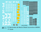 N De M Mexico Diesel Locomotive White  - Decal - Choose Scale