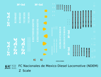 N De M Mexico Diesel Locomotive White  - Decal - Choose Scale