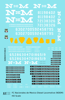 N De M Mexico Diesel Locomotive White  - Decal Sheet