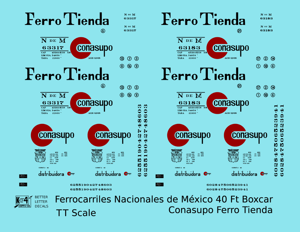 Nacionales De Mexico NDEM 40 Ft Boxcar Black and Red Conasupo Ferro Tienda