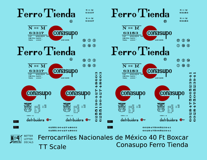 Nacionales De Mexico NDEM 40 Ft Boxcar Black and Red Conasupo Ferro Tienda