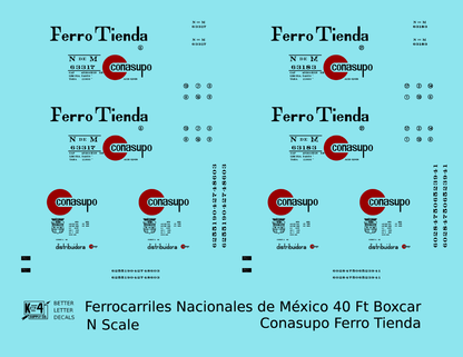 Nacionales De Mexico NDEM 40 Ft Boxcar Black and Red Conasupo Ferro Tienda