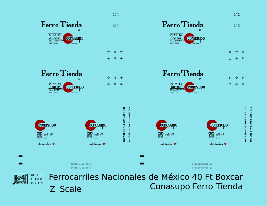 Nacionales De Mexico NDEM 40 Ft Boxcar Black and Red Conasupo Ferro Tienda