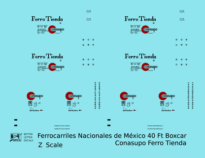 Nacionales De Mexico NDEM 40 Ft Boxcar Black and Red Conasupo Ferro Tienda