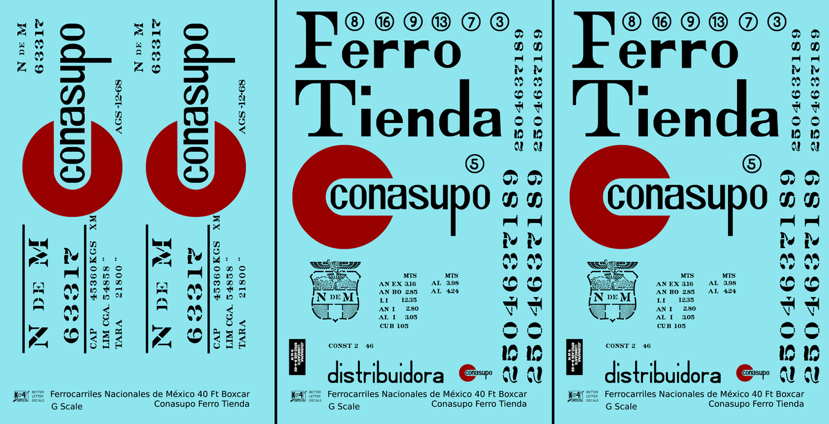 Nacionales De Mexico NDEM 40 Ft Boxcar Black and Red Conasupo Ferro Tienda