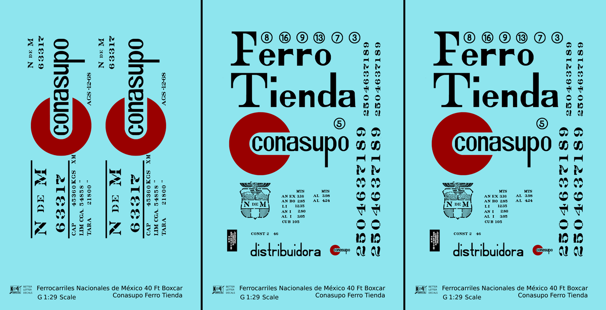 Nacionales De Mexico NDEM 40 Ft Boxcar Black and Red Conasupo Ferro Tienda