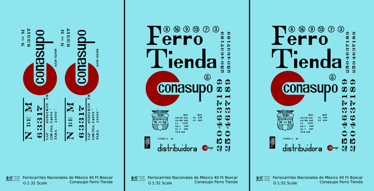Nacionales De Mexico NDEM 40 Ft Boxcar Black and Red Conasupo Ferro Tienda