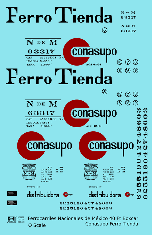 Nacionales De Mexico NDEM 40 Ft Boxcar Black and Red Conasupo Ferro Tienda