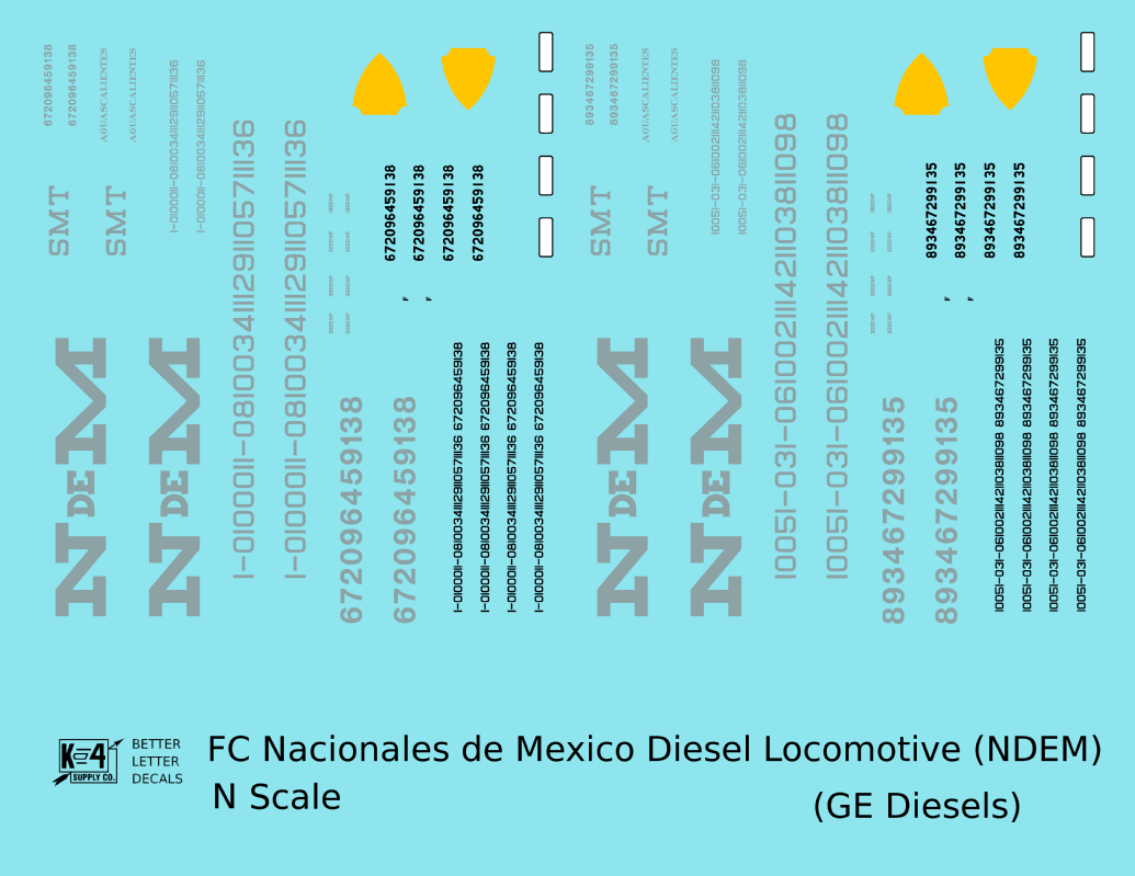 N De M Mexico GE Diesel Locomotive Silver