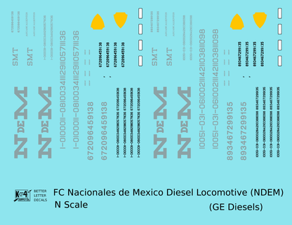 N De M Mexico GE Diesel Locomotive Silver