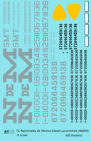 N De M Mexico GE Diesel Locomotive Silver  - Decal Sheet