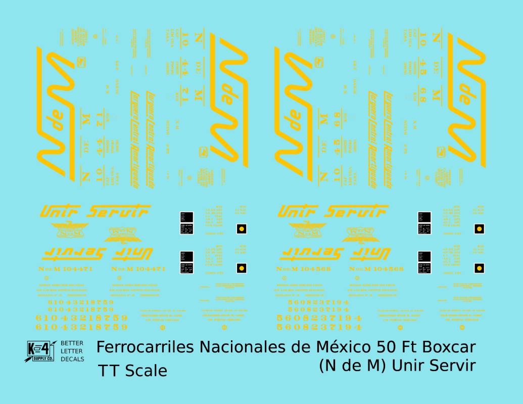 Nacionales De México 50 Ft Ribbed Boxcar Yellow NDEM Unir Servir