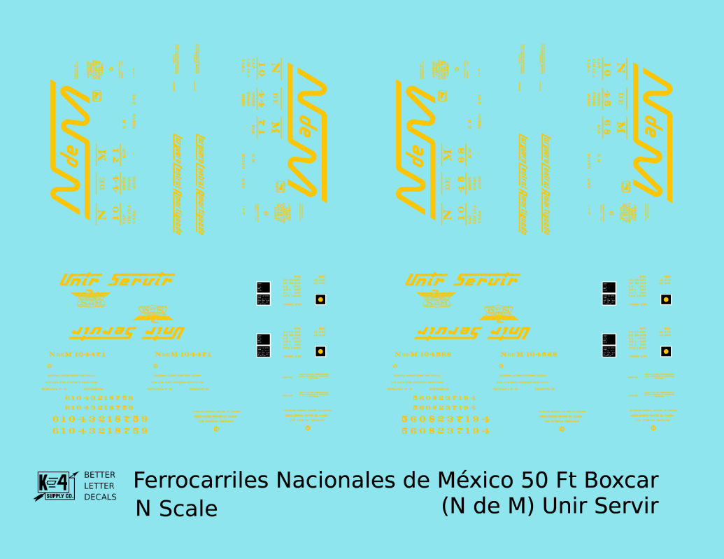 Nacionales De México 50 Ft Ribbed Boxcar Yellow NDEM Unir Servir