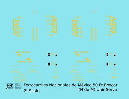 Nacionales De México 50 Ft Ribbed Boxcar Yellow NDEM Unir Servir