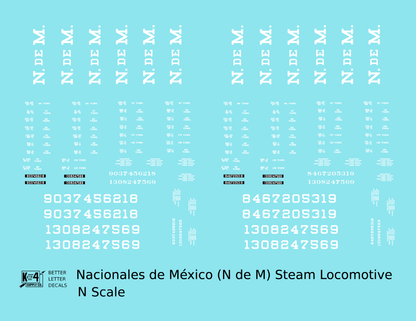 Ferrocarriles Nacionales De Mexico Steam Locomotive NDEM N De M