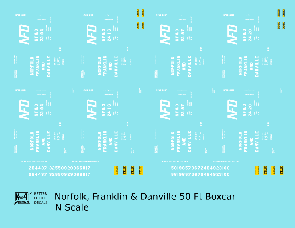 Norfolk, Franklin and Danville 50 Ft Auto Boxcar White