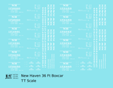 New York, New Haven, and Hartford 36 Ft Wood Boxcar White  - Decal - Choose Scale