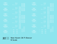 New York, New Haven, and Hartford 36 Ft Wood Boxcar White  - Decal - Choose Scale