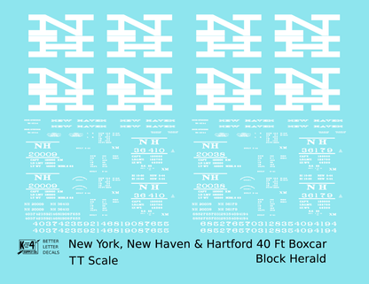 New York, New Haven, and Hartford 40 Ft Boxcar White Block Lettering